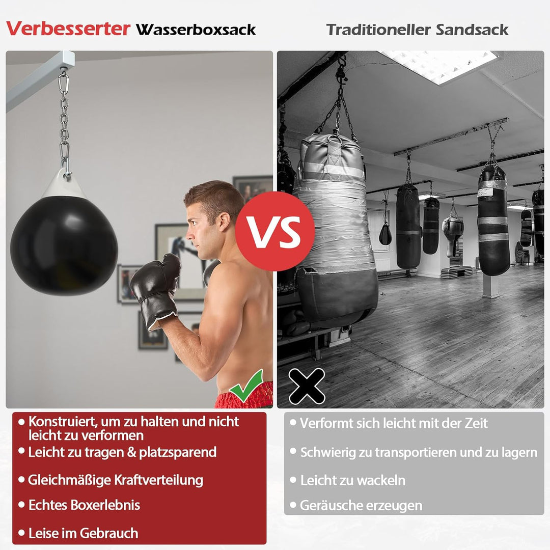 COSTWAY Ø45cm/55cm Wasserboxsack, 50 kg/80kg Boxing Punching Bag mit Verstellbarer Metallkette, Sich
