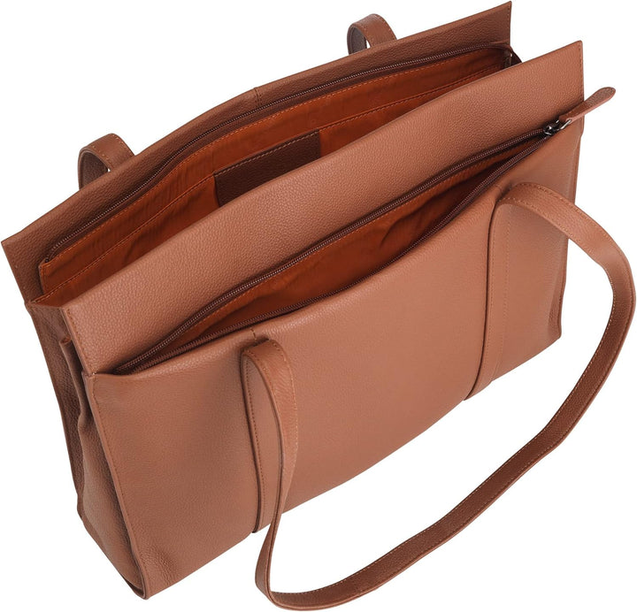 Josephine Osthoff Damen Handtasche Legat, Shopper aus 100% Echleder, handgemacht mit Laptopfach bis