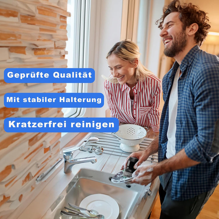 Spülbürste mit Spülmittelspender - Multifunktionale Reinigungsbürste zum Drücken - Schwarze Küchenbü