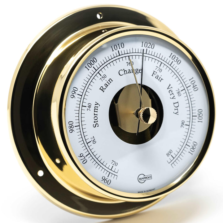 BARIGO 183MS TEMPO Innen-Barometer, Glas, Messing-Gehäuse poliert