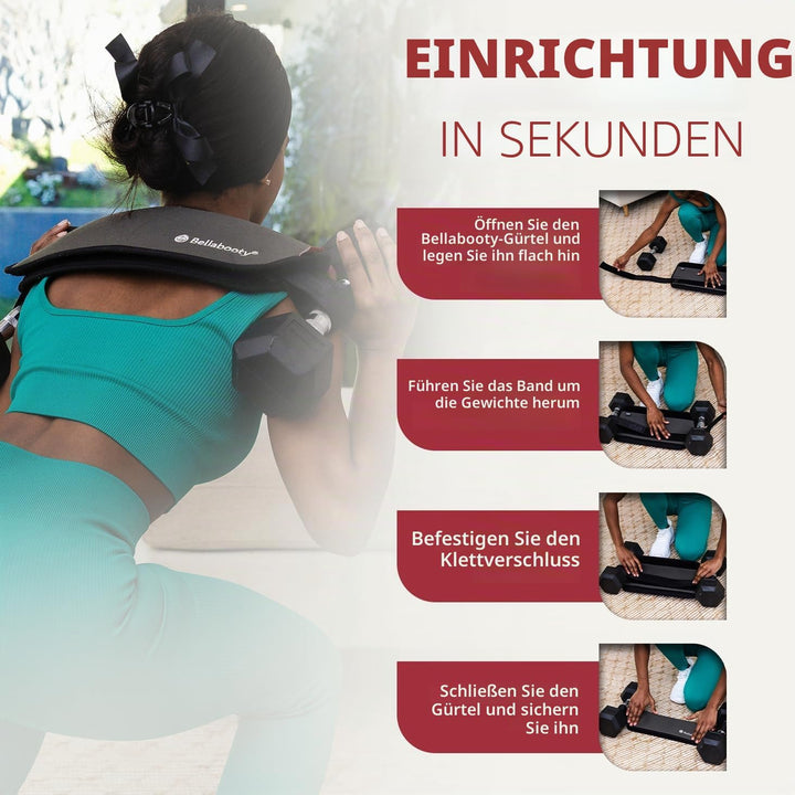 Bellabooty Übungs-Hüftgurt, einfach zu verwenden mit Hanteln, Kugelhanteln oder Tellern, rutschfeste