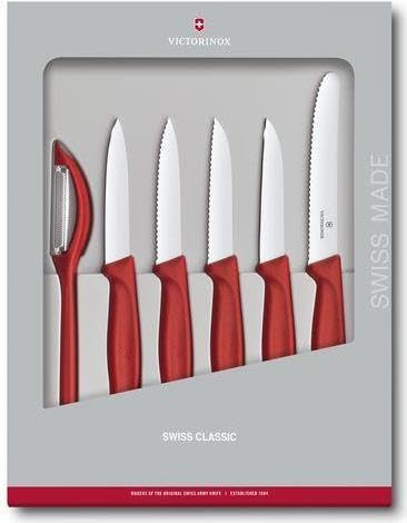 Victorinox, Swiss Classic, Profi Gemüsemesser-Set, 6-teilig, Extra Scharf, Robuster Kunststoffgriff,
