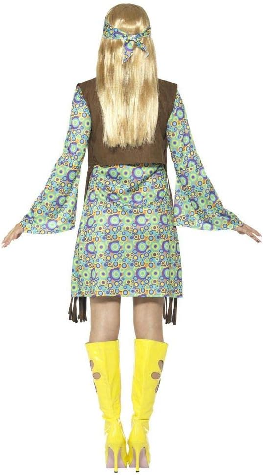 shoperama 60s Hippie Chick Damen-Kostüm Kleid Fransen-Weste Stirnband Kette 70er Jahre Seventies Six