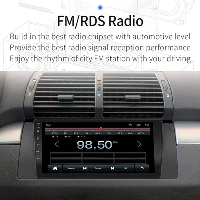 EZoneTronics Carplay Android 10.1 Autoradio Stereo für BMW X5 E53 1999-2006 9 Zoll Touchscreen High