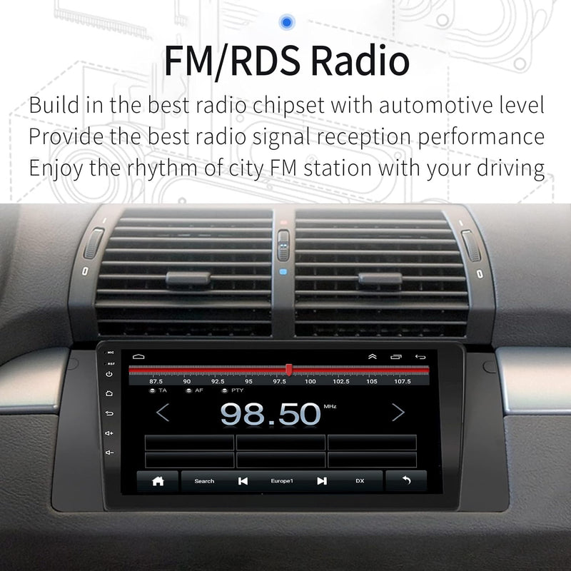 EZoneTronics Carplay Android 10.1 Autoradio Stereo für BMW X5 E53 1999-2006 9 Zoll Touchscreen High