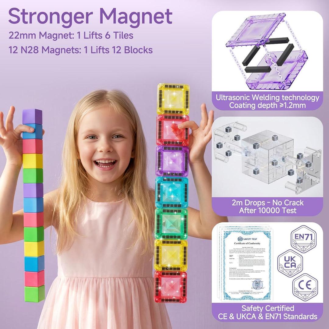 Magnetische Bausteine Reiseset (3-in-1): 48-Teile Magnetspielzeug in Ultraleichter Metallbox (nur 38