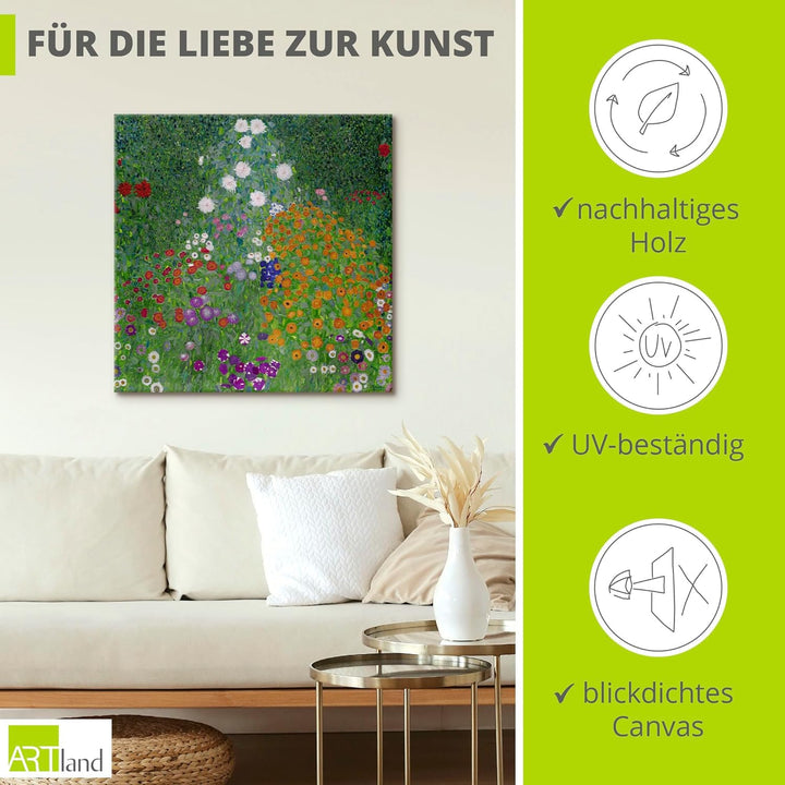 ARTland Leinwandbild Wandbild Bild auf Leinwand 50x50 cm Wanddeko Garten Pflanzen Blumen Farbe Frühl