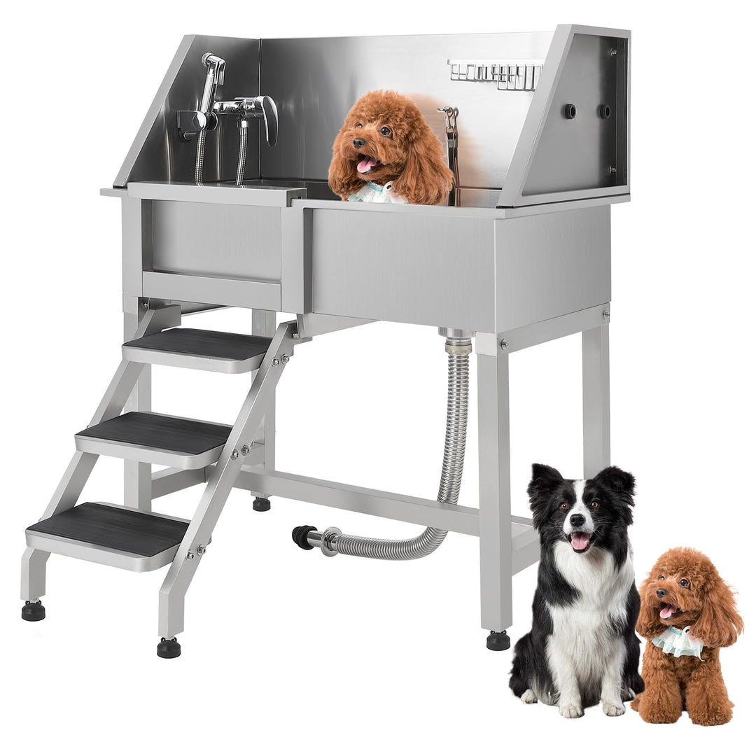 GarveeTech Hochwertige Hundebadewanne aus Edelstahl – Professionelle Waschstation mit Rampe, rutschf