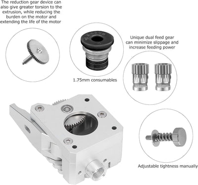 Dual Gear Extruder, Dual Gear Extruder, 3D-Drucker Dual Gear Extruder, Silver Metal Extruder MK8 3D-