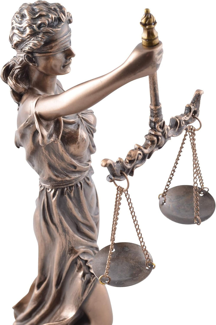 Justitia römische Göttin der Gerechtigkeit - Skulptur - Statue - Figur bronziert