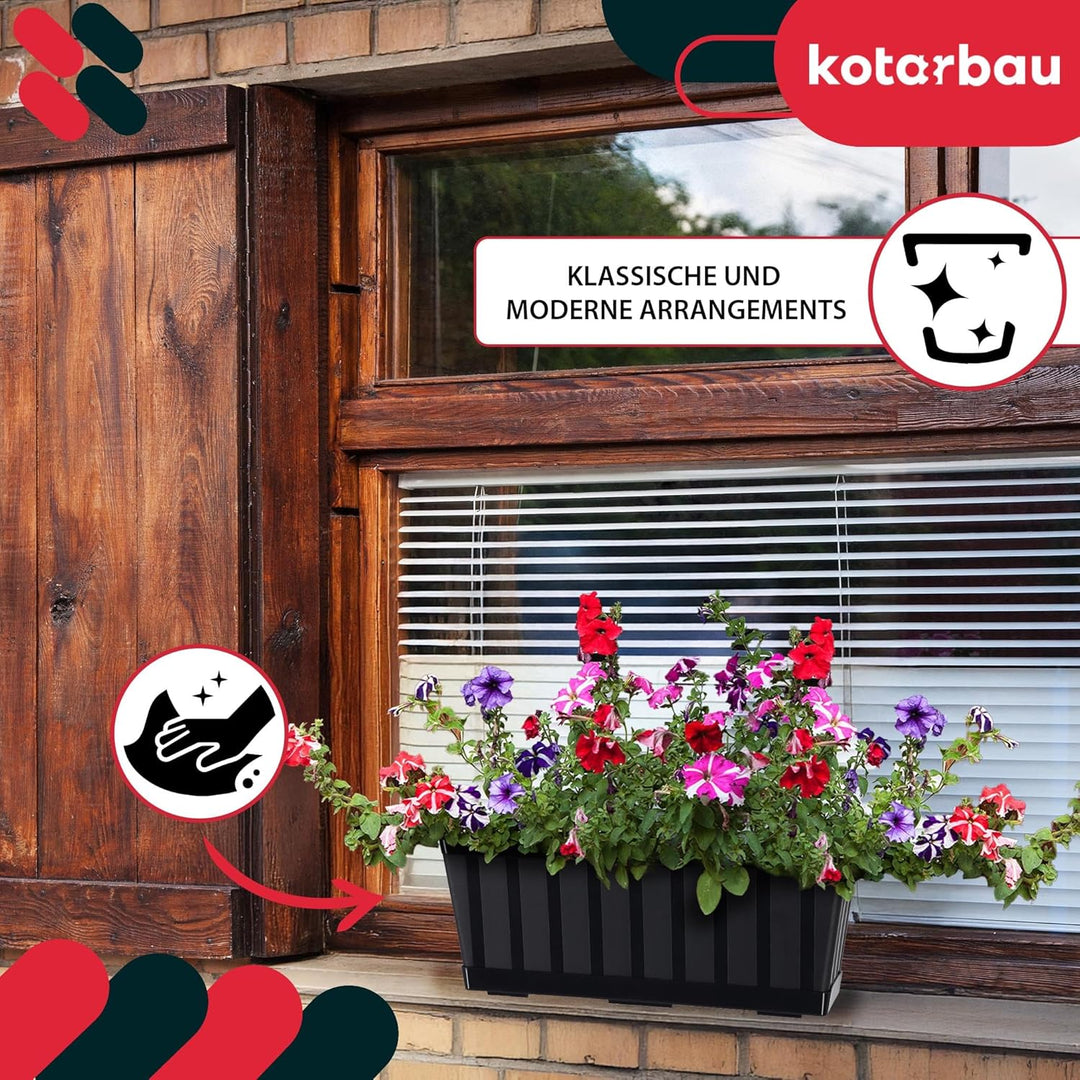 KOTARBAU® Blumenkasten - Blumentopf für Balkon - 40 x 18 x 14 cm - Anthrazit - Balkonkasten Balkonge
