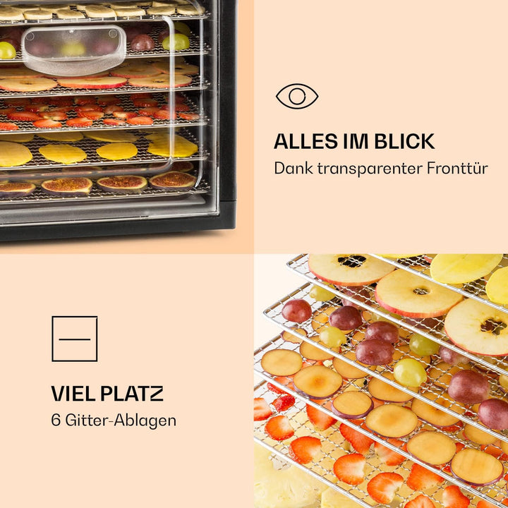 Klarstein Dörrautomat, Dörrgerät, Food Dehydrator, Dörrautomat aus Metall, Dehydrator Food Dryer, 6