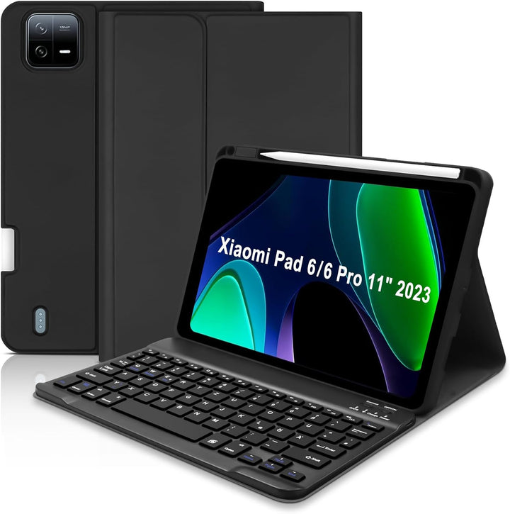 Hofsos Xiaomi Pad 6 Hülle mit Tastatur, [QWERTZ] Tastatur Hülle für Xiaomi Pad 6 11 Zoll 2023, Schut
