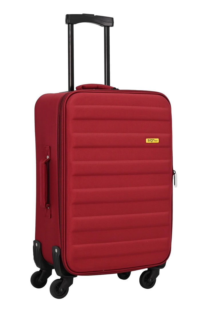SIGN Stoffkoffer Reisekoffer Trolley (Handgepäck-Mittel-Gross-Set) + 5cm Dehnungsfuge (Weinrot, Hand