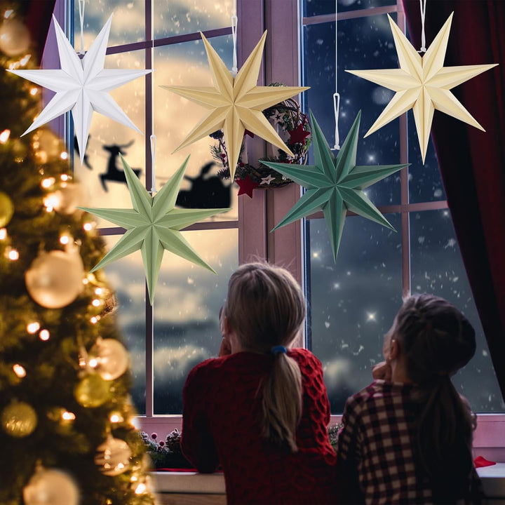 EASY JOY 5er Set Papiersterne 30cm Salbeigrün Faltstern Weihnachten Dekoration Dunkelgrün 9 Zacken W
