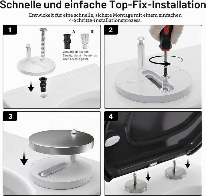 WC-Sitz Soft Close, Soft Close WC-Sitz mit Schnellverschluss für einfache Reinigung, Standard-Klo-To