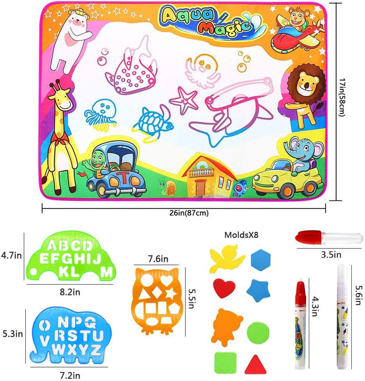 PHYLES Wasser Doodle Matte 87 x 57cm Magic Doodle Malmatte,mit Malmatte stift und Stempelzubehör, Dr