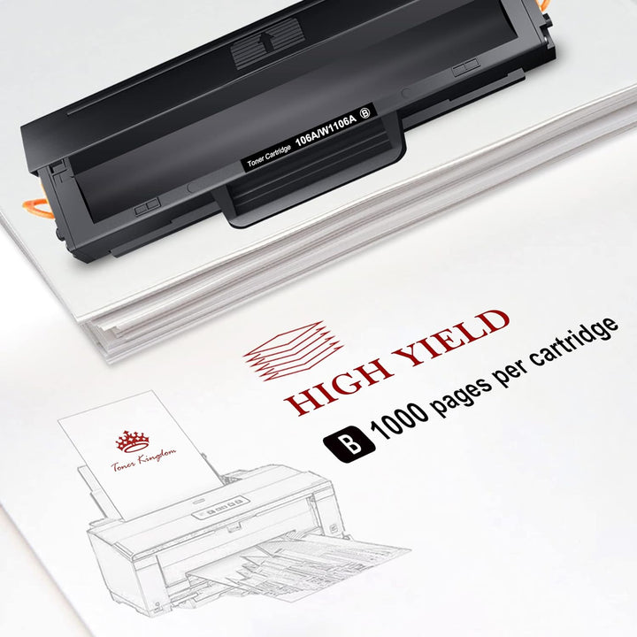 Toner Kingdom 106A Ersatz Kompatibel für HP 106A W1106A Tonerkartuschen für HP Laser 107a 107r 107w