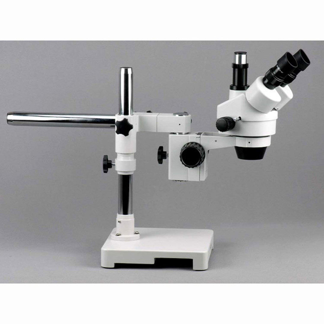 AmScope SM-3TY-54S Boom Ständer Trinokulares Zoom Stereomikroskop mit 54 LED-Licht, 7X-90X, Weiss