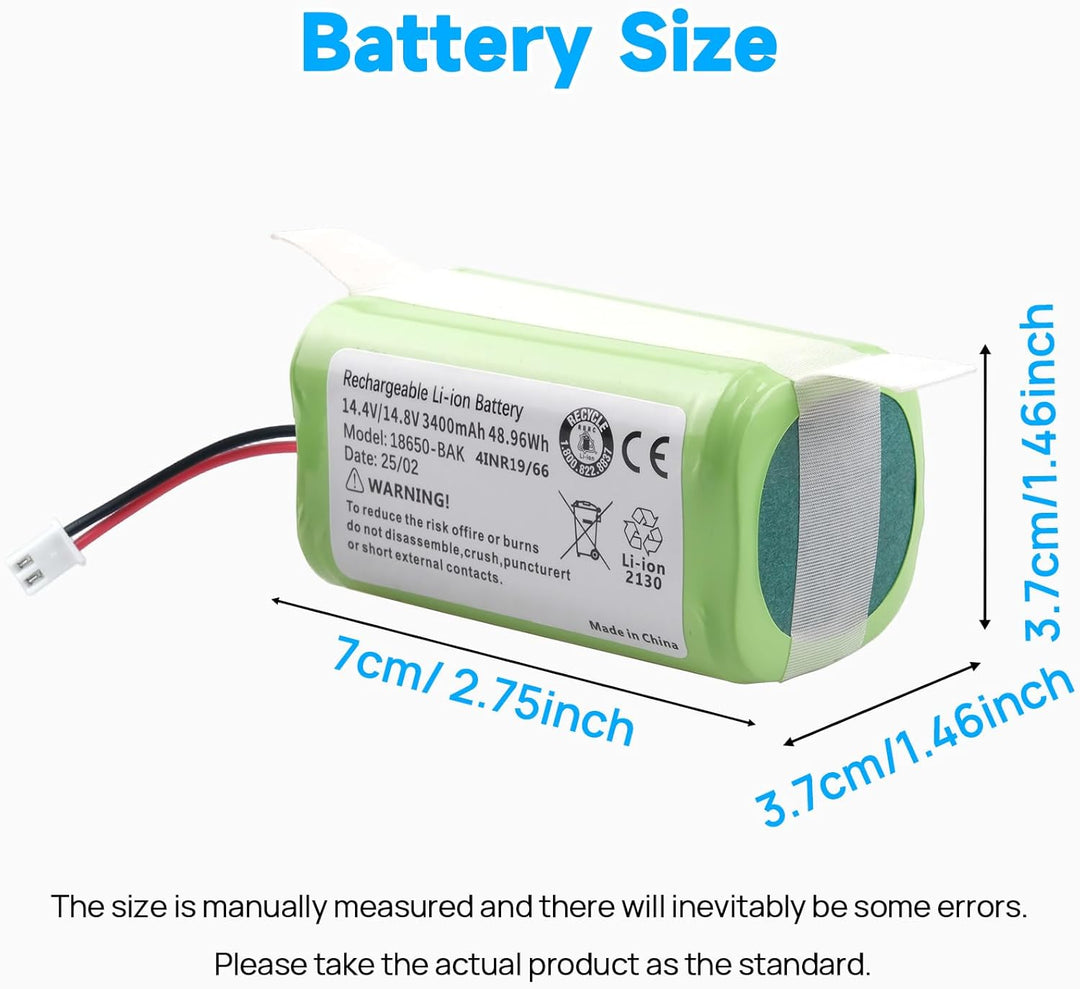 14,4 V 3400 mAh RVBAT850 Akku Kompatibel mit Shark Ion Robot RV1001AE, R75, R85, R761, S87, RV751, R