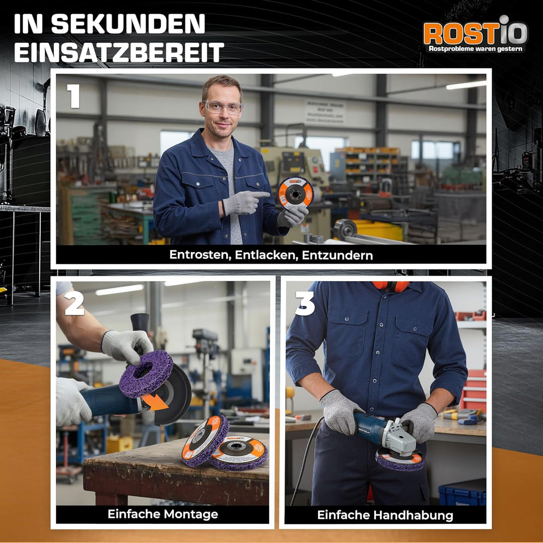 ROSTIO CSD-Scheibe 125 mm Lila – 5 Stück – Reinigungsscheibe aus hartem Schleifvlies für Winkelschle