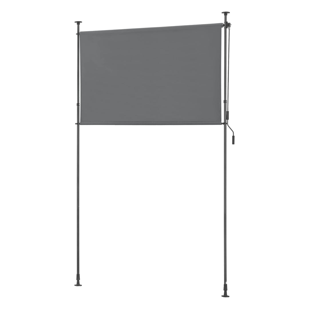 pro.tec Aussenrollo Cimarra 200 x 270 cm Balkonrollo Senkrechtmarkise mit Handkurbel Sichtschutz wit