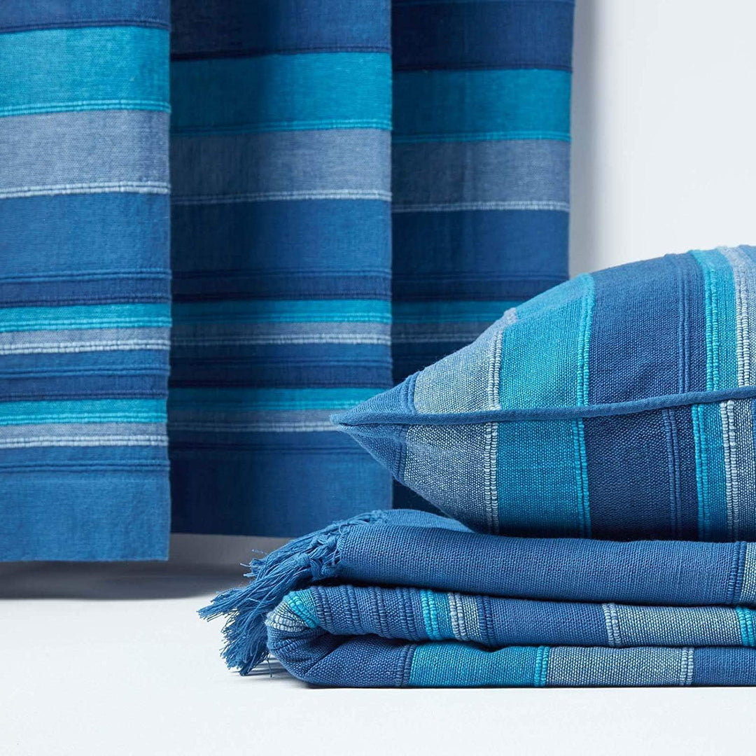 Homescapes extra grosse Tagesdecke Morocco, blau, Sofa-Überwurf aus 100% Baumwolle, weiche Wohndecke