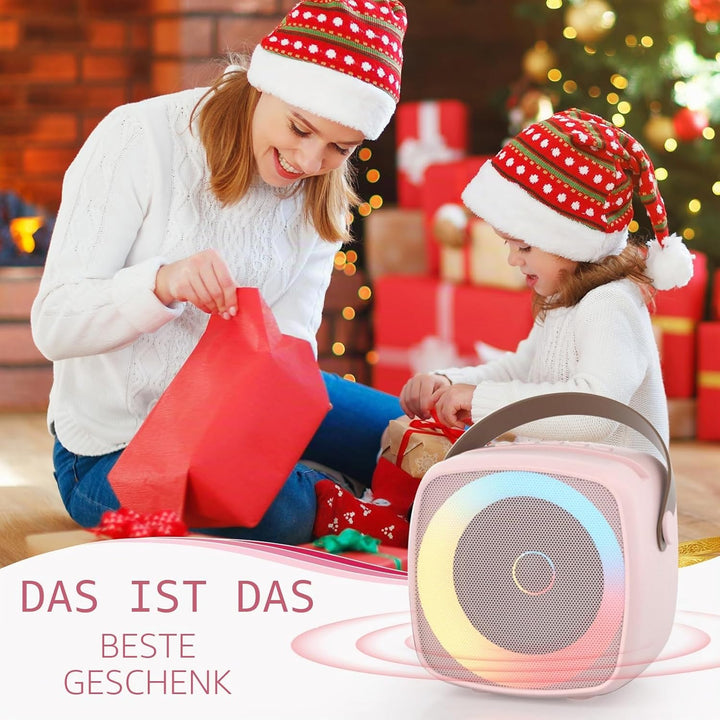 Karaoke Maschine 2 Mikrofone für Jungen Mädchen, tragbare Bluetooth-Lautsprecher mit dynamischen Lic