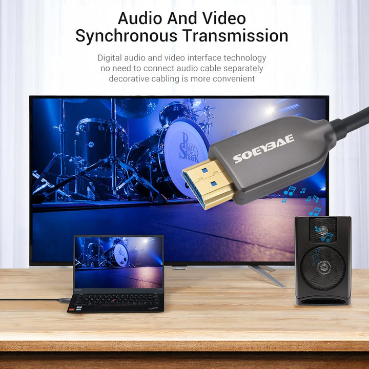 SOEYBAE 4K HDMI Glasfaserkabel HDMI Kabel 2.0 4K@60Hz 18Gbps HDCP 2.2 3D HDR (100M), 100M