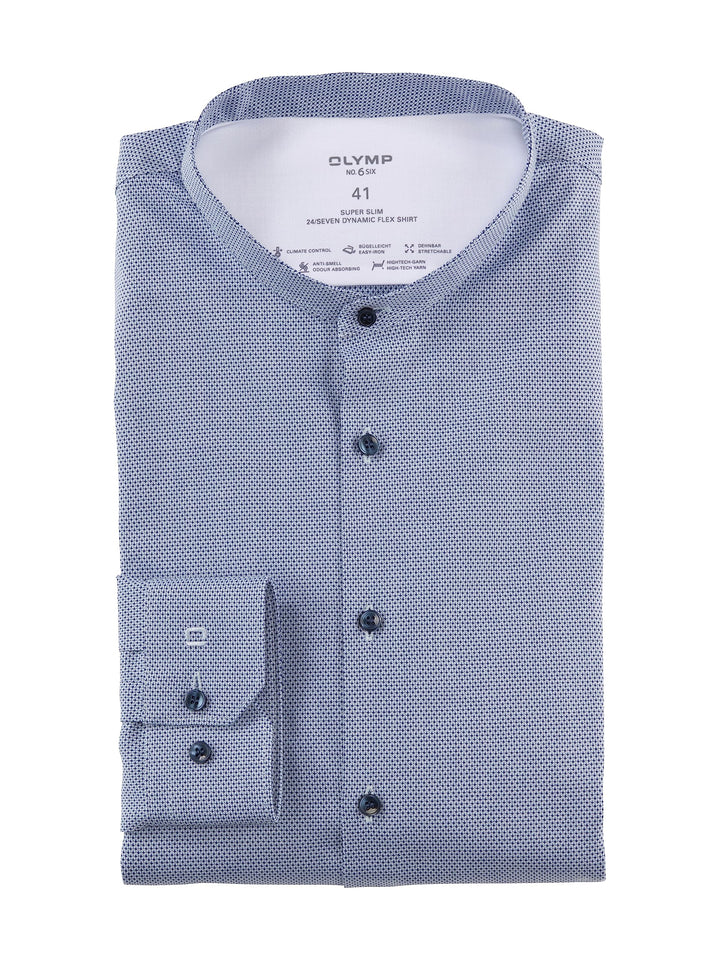 OLYMP Herren Businesshemd Langarm No. Six 24/Seven,Uni,super Slim,Stehkragen 45 Bleu 11, 45 Bleu 11