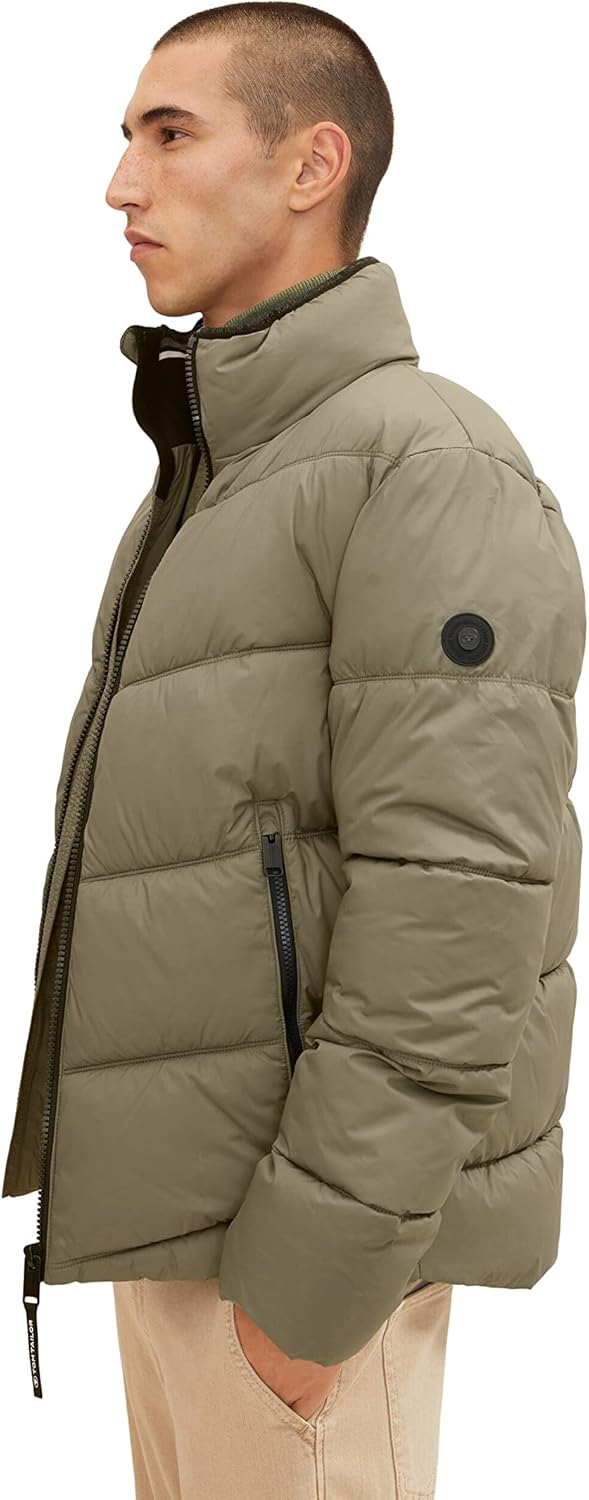 TOM TAILOR Herren Puffer Jacke mit Stehkragen XXL 10415 - Dusty Olive Green, XXL 10415 - Dusty Olive