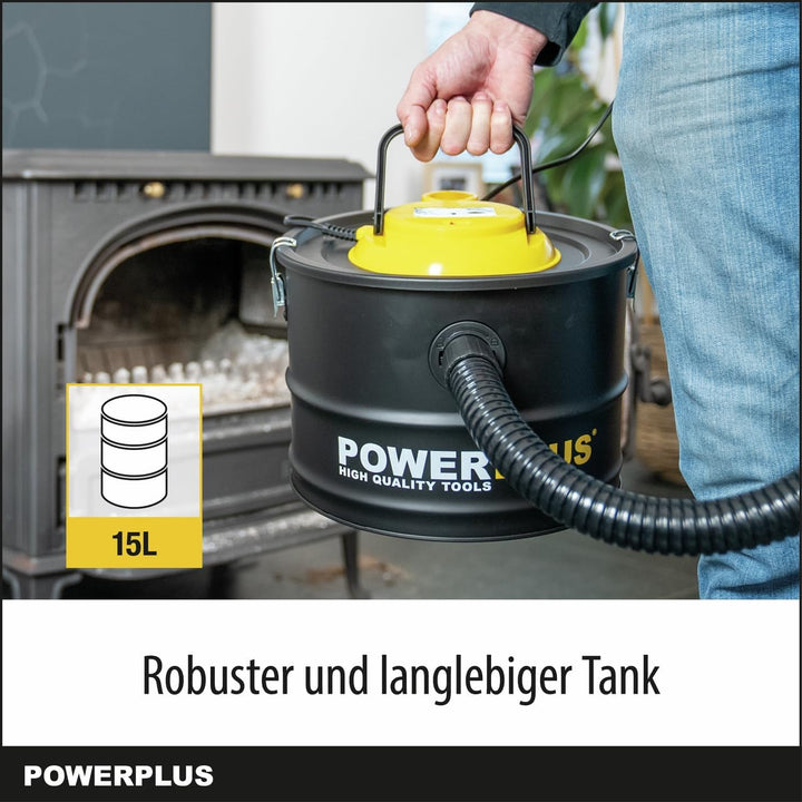 POWERPLUS elektrischer Aschesauger POWX3000-1000W Aschestaubsauger für Kamin, Ofen, Holzofen - Asche