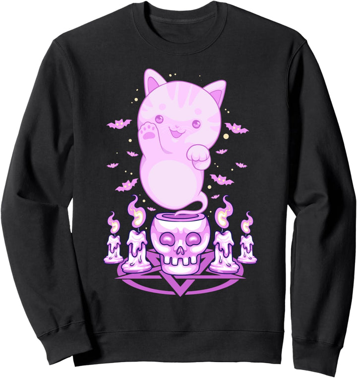 Pastell Goth Geist Katze Boo Halloween Kätzchen Ästhetisch Okkult Sweatshirt