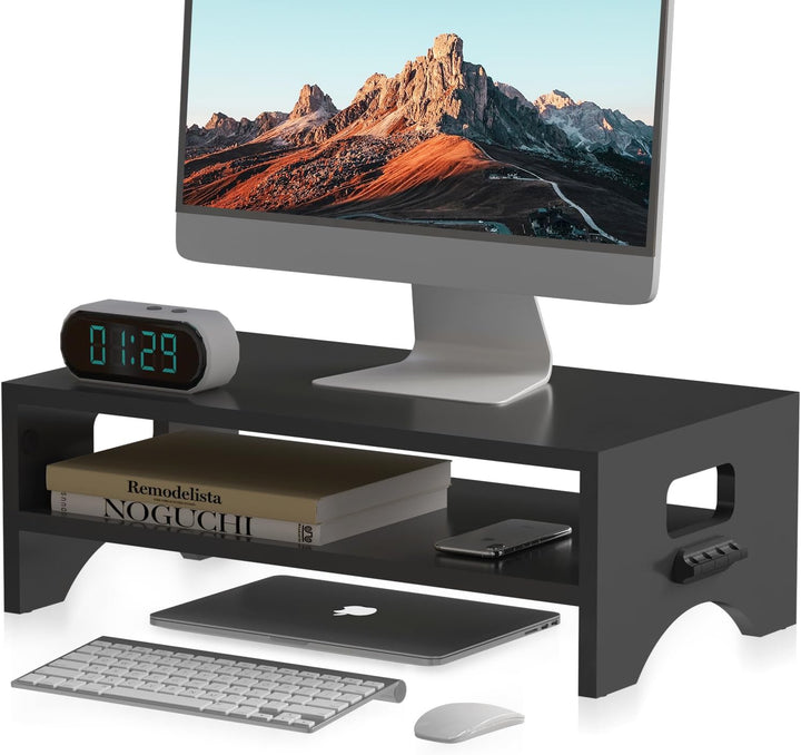 Pholiten Monitorständer, Computermonitore Monitorständer mit 2 Ebenen, Bildschirmständer Laptop Tisc