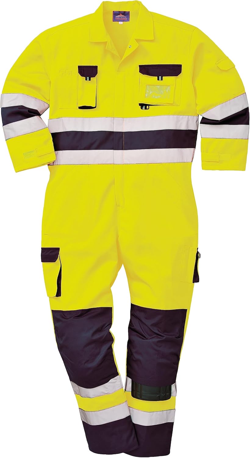 Portwest Nantes Warnschutzoverall , Grösse: S, Farbe: Gelb/Marine, TX55YNRS S Gelb / Marineblau, S G