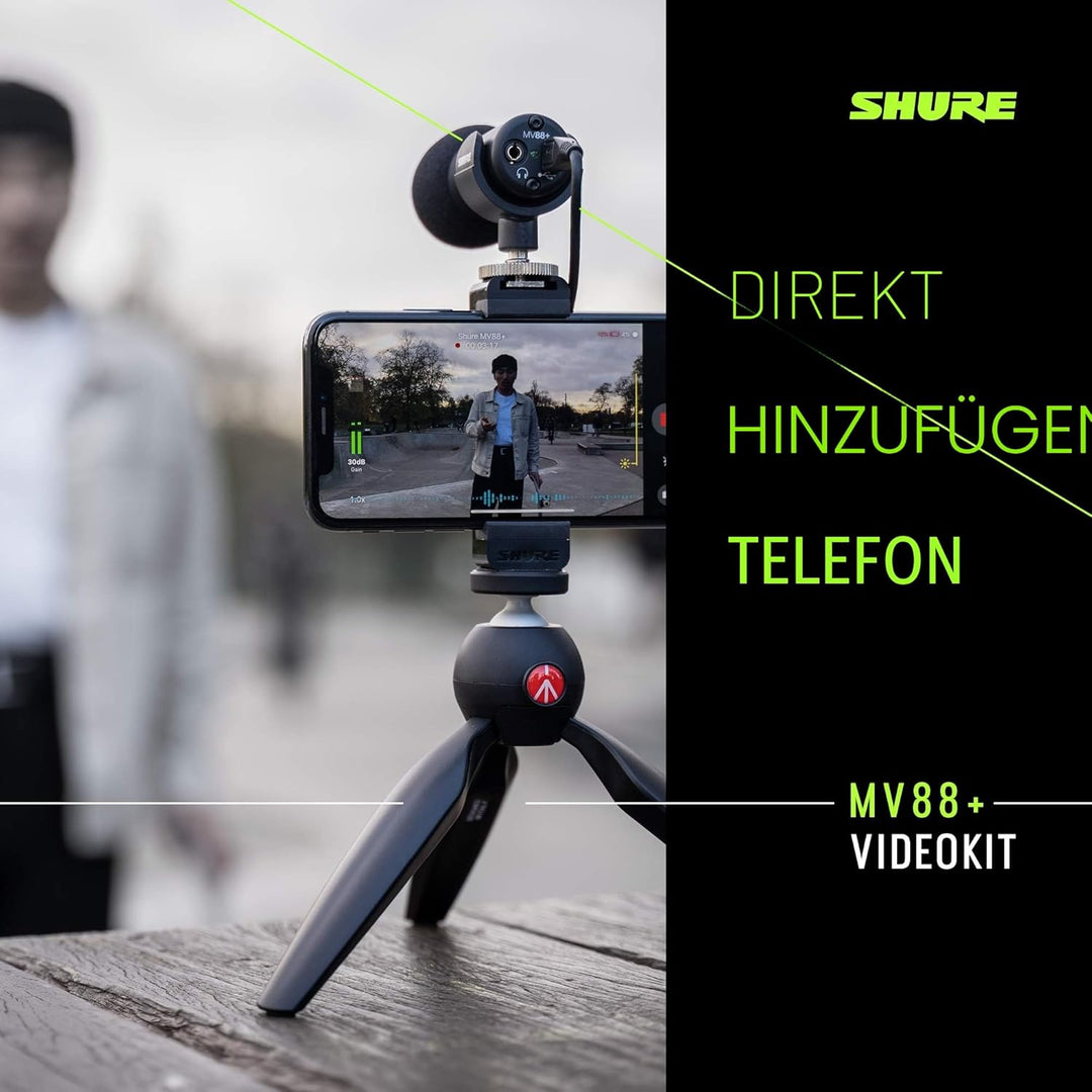 Shure MV88+ iPhone Mikrofon Video Kit - Digitales Stereo-Kondensatormikrofon für iPhone & Android mi