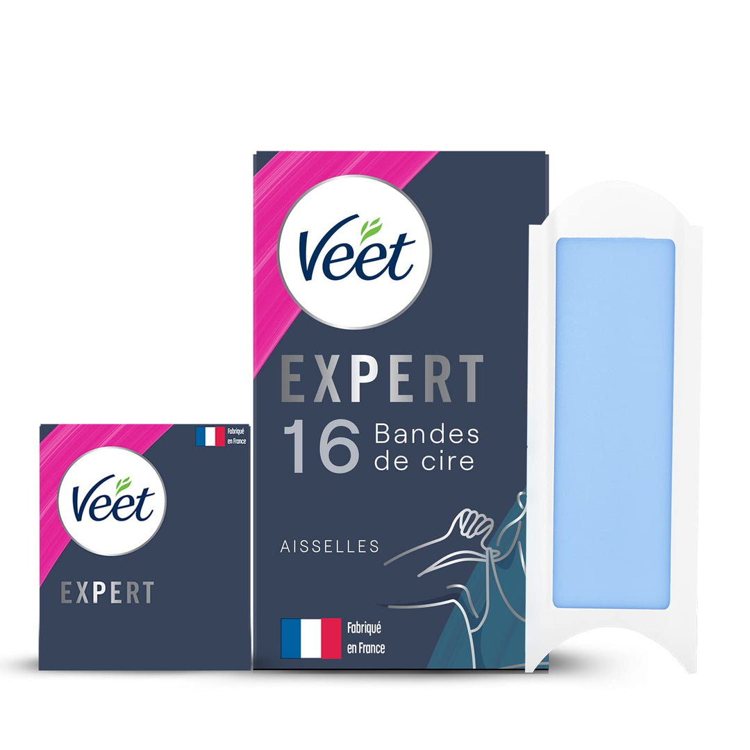Veet Expert – 16 Kaltwachsstreifen für Achseln – empfindliche Haut – perfekte Verarbeitung – langanh