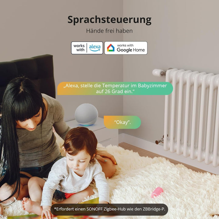 SONOFF TRVZB Zigbee Smartes Heizungsthermostat,4 Stück Smarte Heizkörperthermostat, Energiesparen, Z