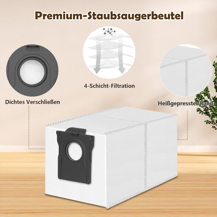 12 Stück Staubbeutel Kompatibel mit Dreame L20/X40 Ultra Complete, L10s/L10/L40/S20/E30 Ultra, L10s