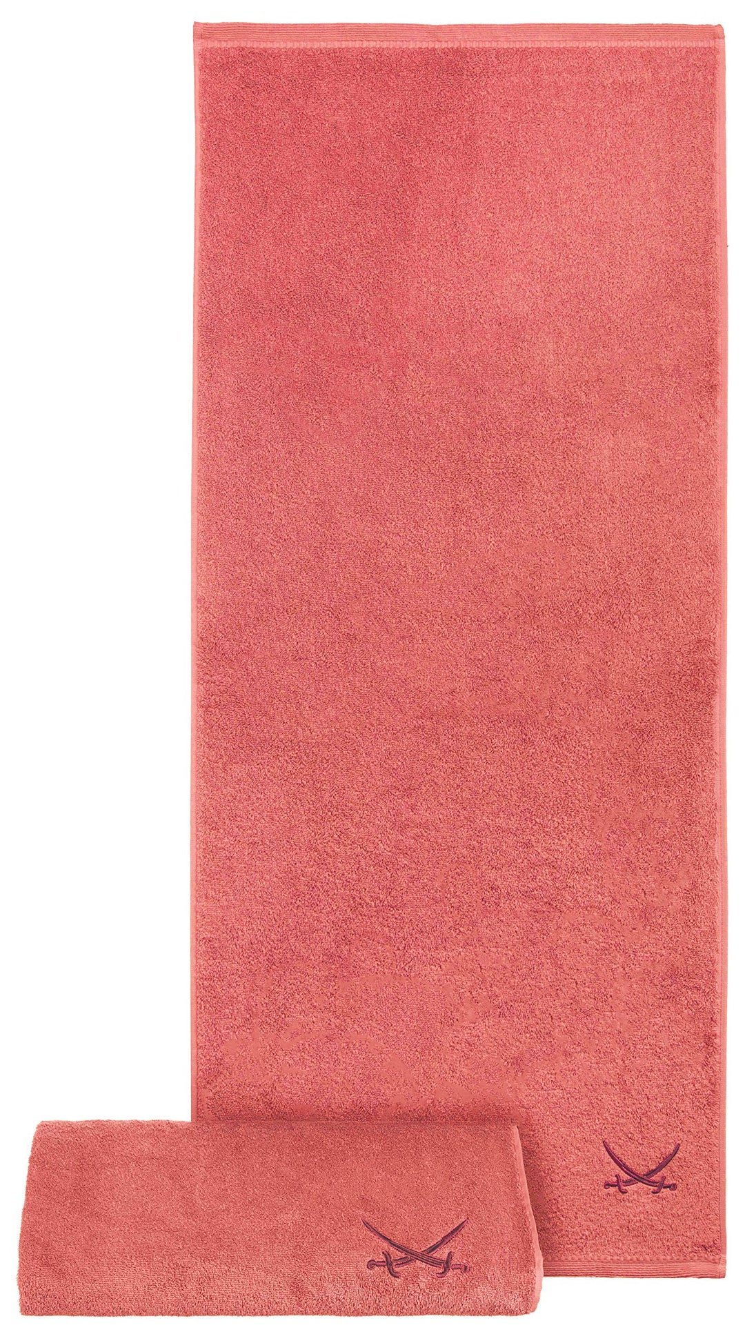 Sansibar Duschtuch 2er Set 70x140 cm 100% Baumwolle mit gesticktem Säbel Logo Badtuch Handtuch Coral