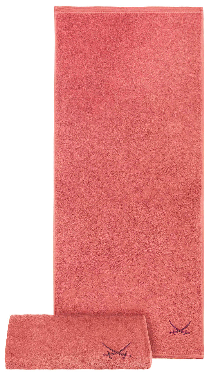 Sansibar Duschtuch 2er Set 70x140 cm 100% Baumwolle mit gesticktem Säbel Logo Badtuch Handtuch Coral