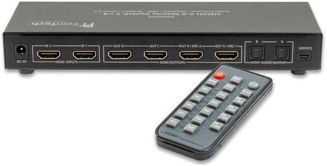 FeinTech VMS02400 HDMI 2.0 Matrix Switch Splitter 2 Eingänge 4 Ausgänge Audio Extractor 4K 60Hz HDR