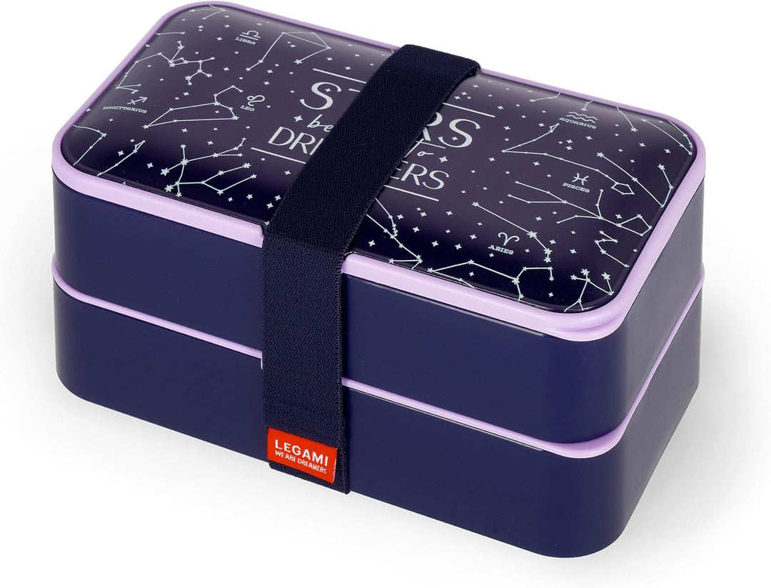 Legami - Lunchbox mit 3 Besteckn, Stars, Lunchbox, Fassungsvermögen 1200 ml, auslaufsicher, mikrowel