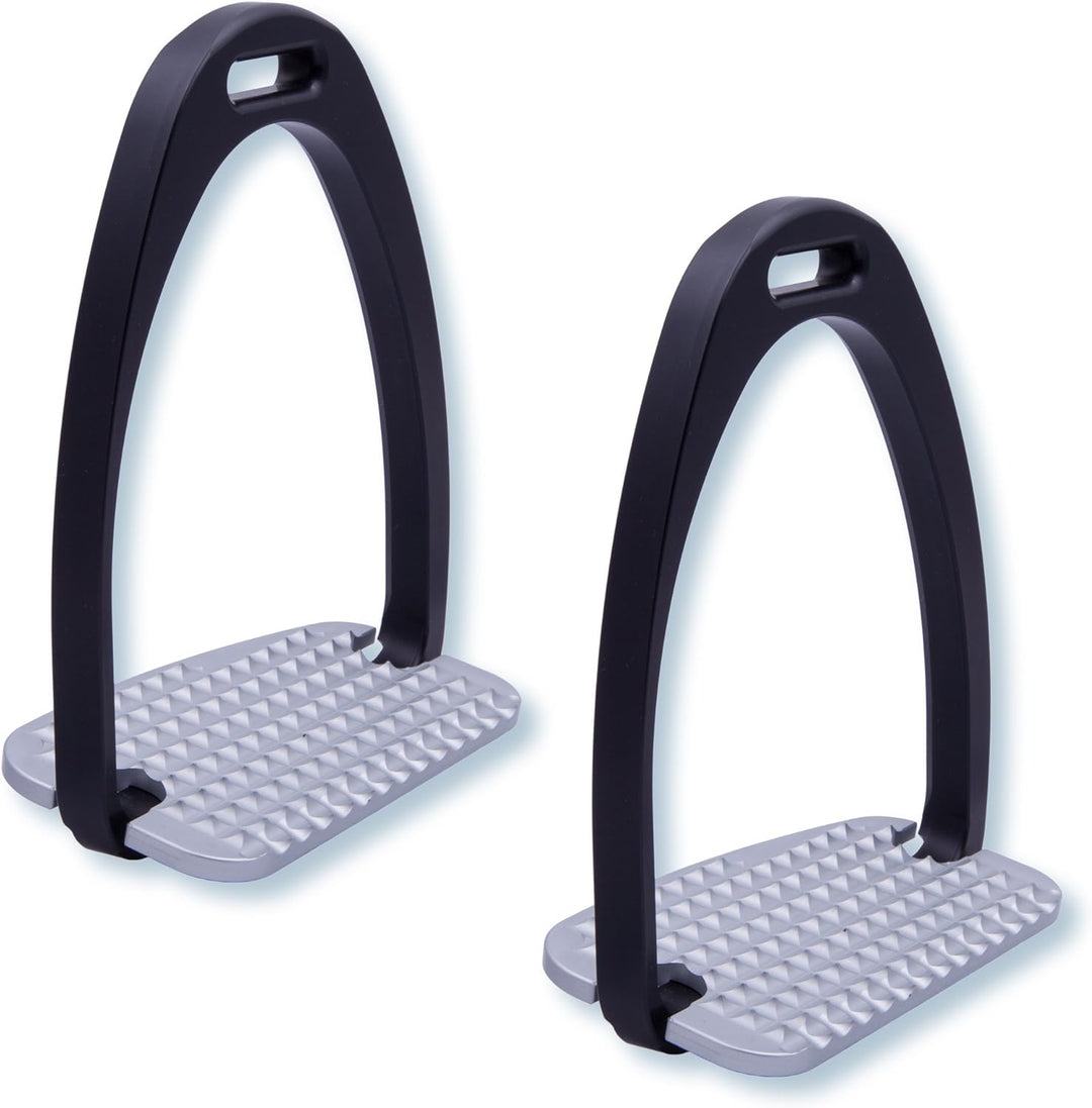 Stübben Steigbügel 1205 Maxi Grip schwarz/silber 12cm, schwarz/silber 12cm