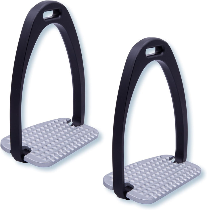 Stübben Steigbügel 1205 Maxi Grip schwarz/silber 12cm, schwarz/silber 12cm