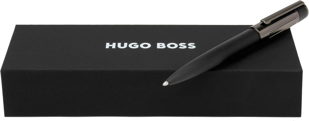 Hugo Boss Kugelschreiber Gear Ribs aus Messing hergestellt, Farbe: Dunkelgrün/Schwarz, Abmessung: 11