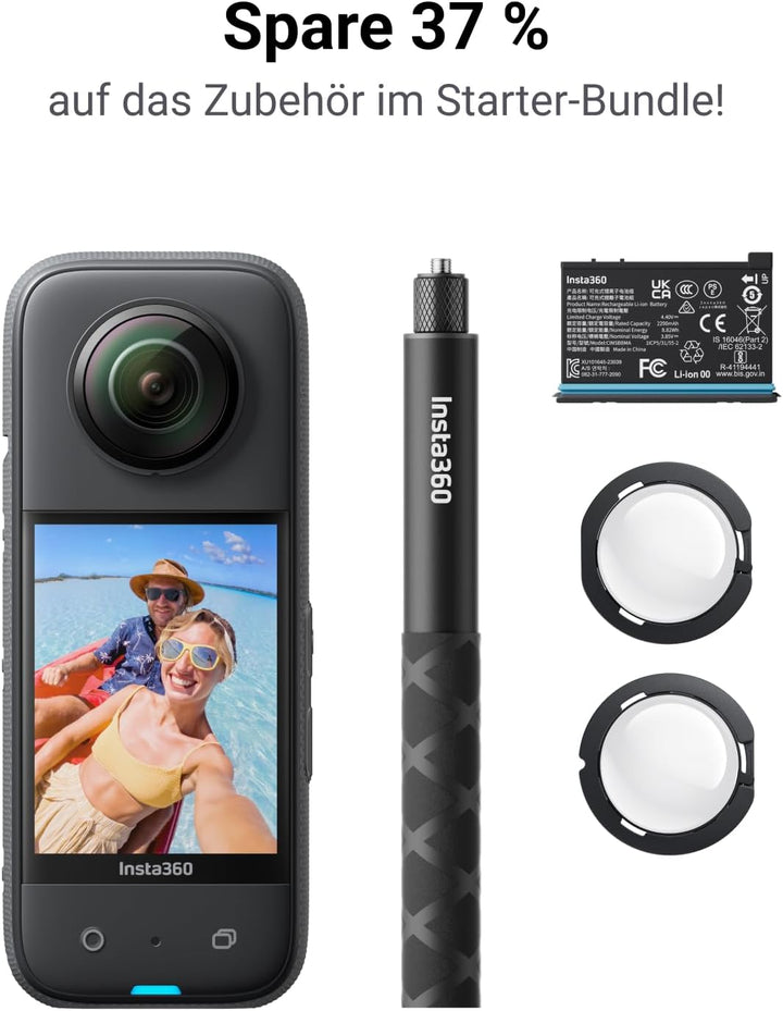 Insta360 X3 Starter-Bundle - wasserdichte 360° Action Kamera mit 1,27 cm (1/2 Zoll)-Sensor, 5,7 K 36