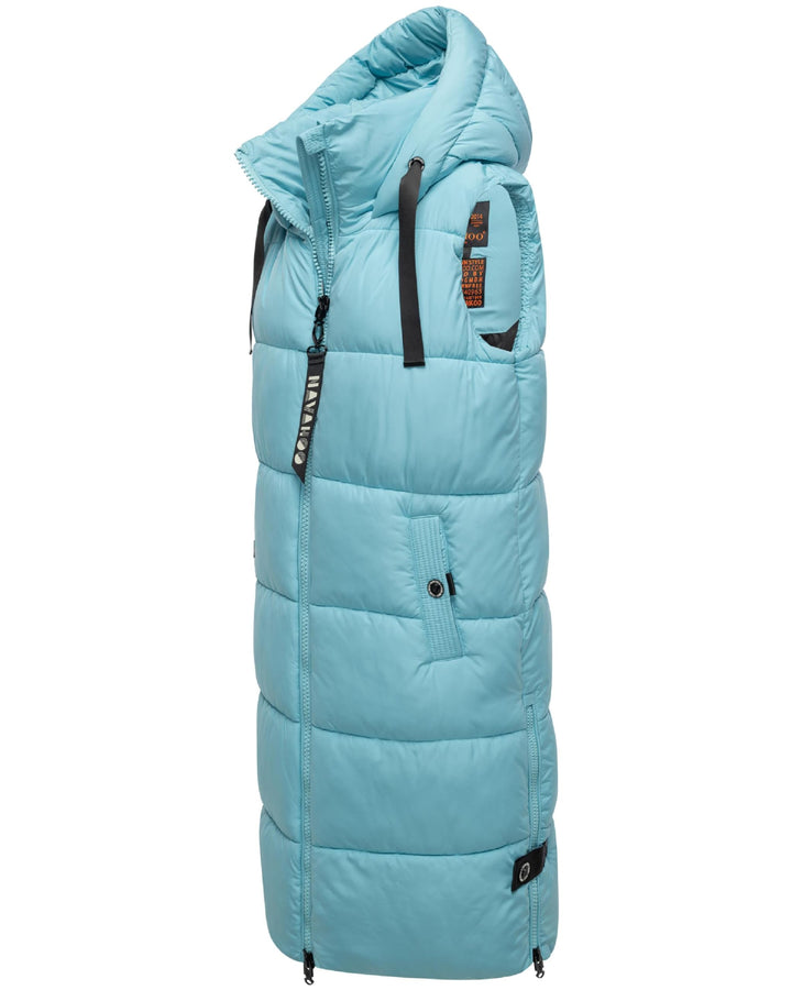 Navahoo Damen ärmellose lange Outdoorweste warme Winterjacke Schnuffelchen XS-3XL XS Sky Blue, XS Sk
