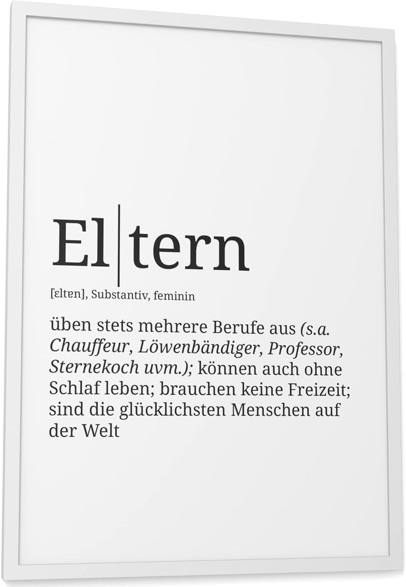 Papierschmiede® Definition: Eltern, DIN A3 fertig gerahmt (Rahmen: Material und Farbe wählbar), Wand