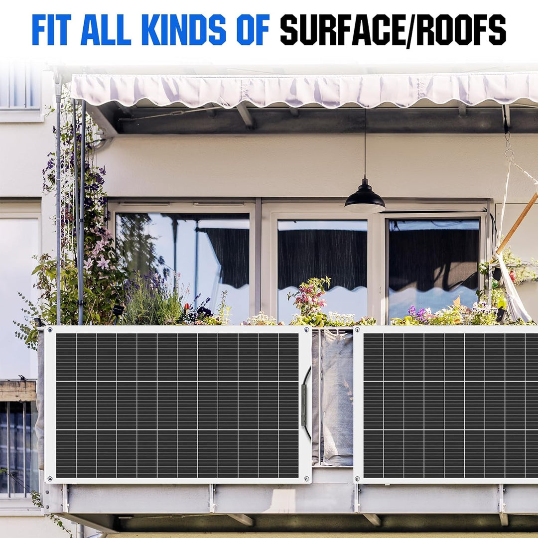 ECO-WORTHY 130W 12V Solarpanel Flexibel Monokristallines Solarpanel, Solarmodul mit Ladekabel für Wo